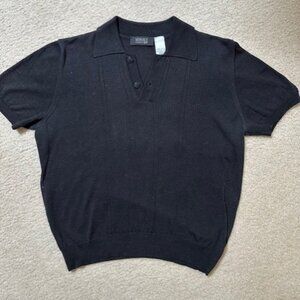 Versace Black Ribbed Polo